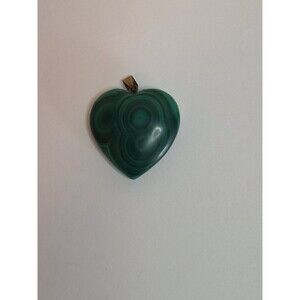 Vintgage  Green Malachite Puff Heart Pendant